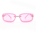 Womens Trendy Rimless 90s Designer Styling Narrow Rectangle Fashion Sunglasses