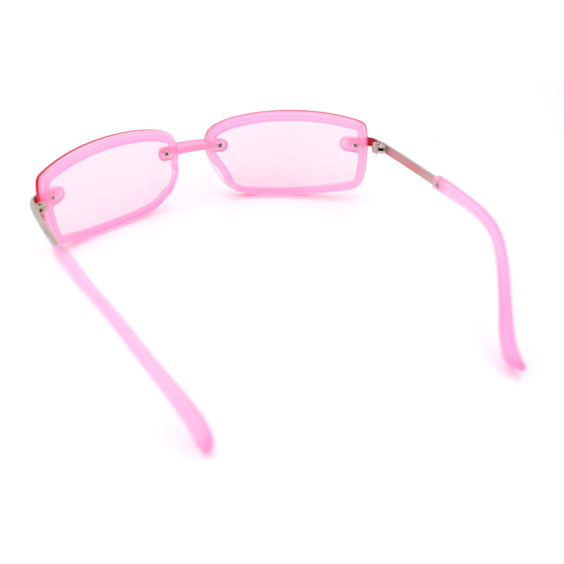 Womens Trendy Rimless 90s Designer Styling Narrow Rectangle Fashion Sunglasses