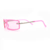 Womens Trendy Rimless 90s Designer Styling Narrow Rectangle Fashion Sunglasses