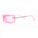 Womens Trendy Rimless 90s Designer Styling Narrow Rectangle Fashion Sunglasses