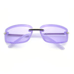 Womens Trendy Rimless 90s Designer Styling Narrow Rectangle Fashion Sunglasses