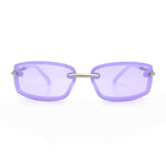 Womens Trendy Rimless 90s Designer Styling Narrow Rectangle Fashion Sunglasses