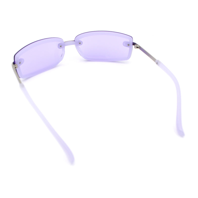 Womens Trendy Rimless 90s Designer Styling Narrow Rectangle Fashion Sunglasses
