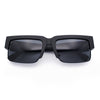 Locs Mens Thick Temple Half Rim Squared Rectangle Gangster All Black Sunglasses