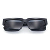 Locs Mens Thick Temple Half Rim Squared Rectangle Gangster All Black Sunglasses