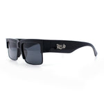 Locs Mens Thick Temple Half Rim Squared Rectangle Gangster All Black Sunglasses