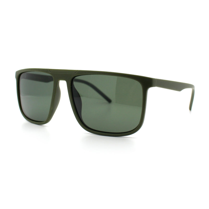 Mens Antiglare Polarized Lens Oversized Flat Top Thin Plastic Sunglasses