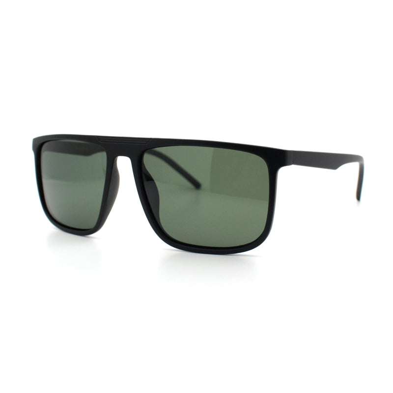 Mens Antiglare Polarized Lens Oversized Flat Top Thin Plastic Sunglasses