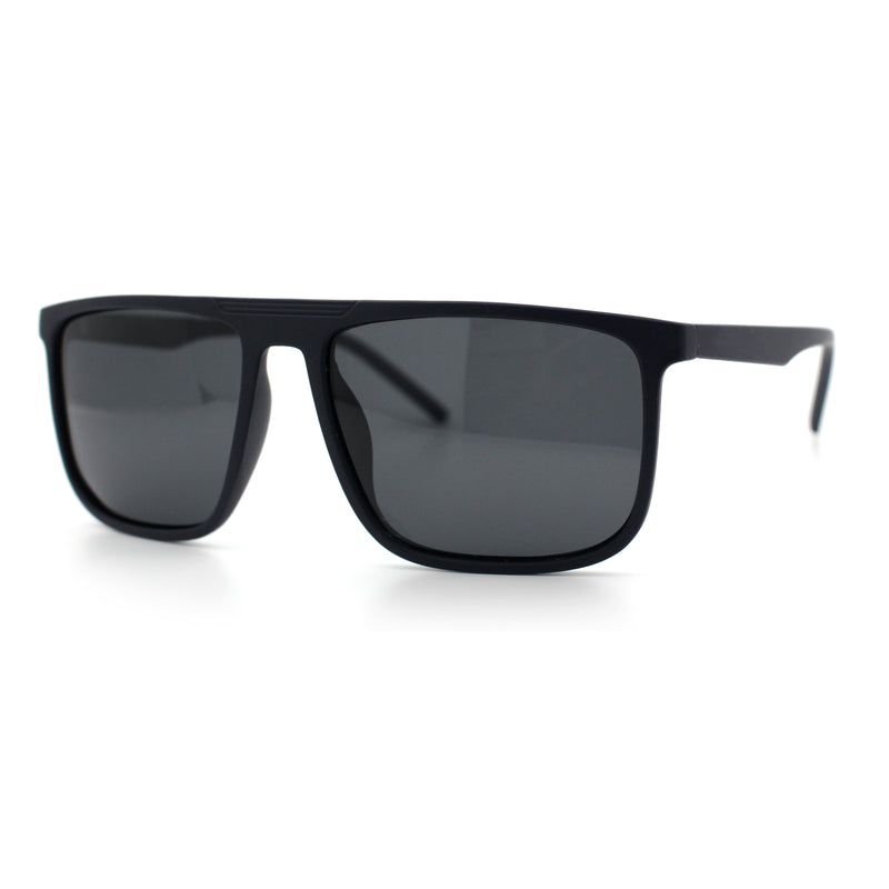 Mens Antiglare Polarized Lens Oversized Flat Top Thin Plastic Sunglasses