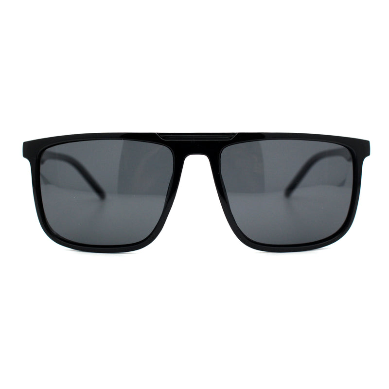 Mens Antiglare Polarized Lens Oversized Flat Top Thin Plastic Sunglasses