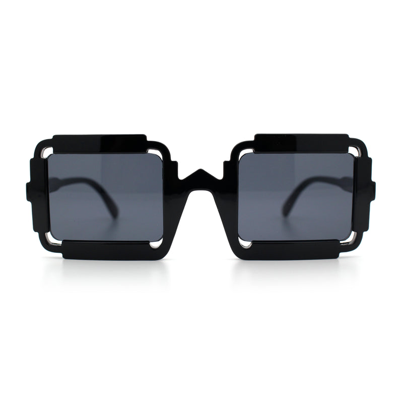 Womens Unique Art Deco Noveau Rectangle Glam Plastic Sunglasses