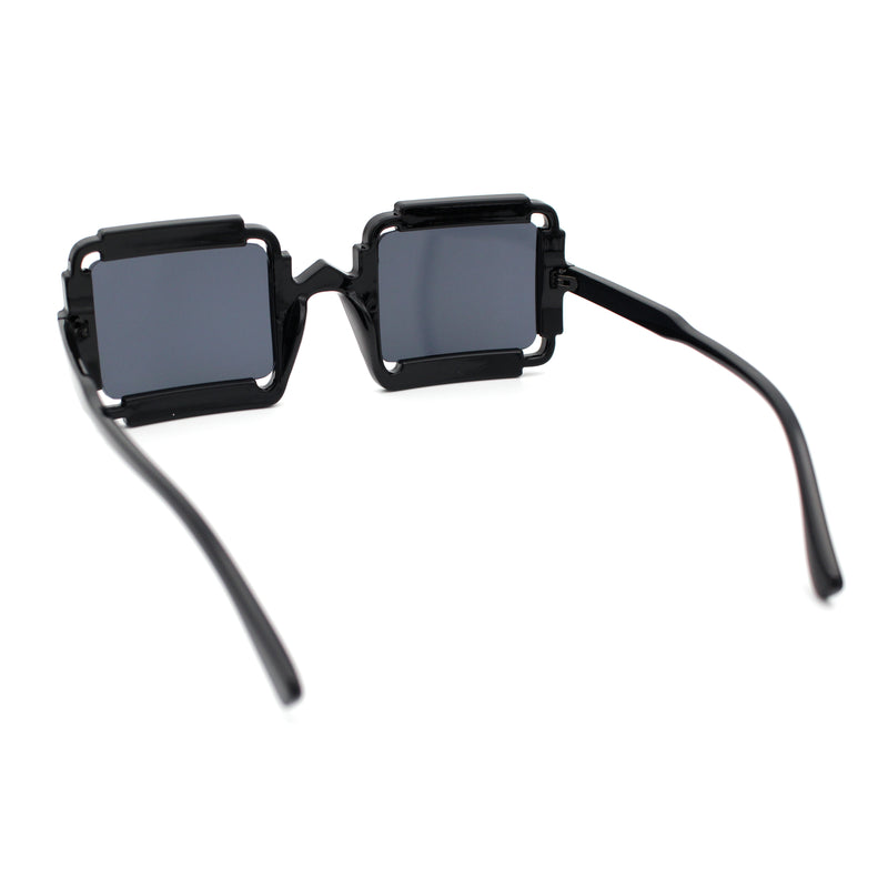 Womens Unique Art Deco Noveau Rectangle Glam Plastic Sunglasses