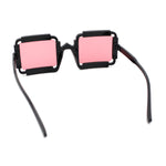 Womens Unique Art Deco Noveau Rectangle Glam Plastic Sunglasses