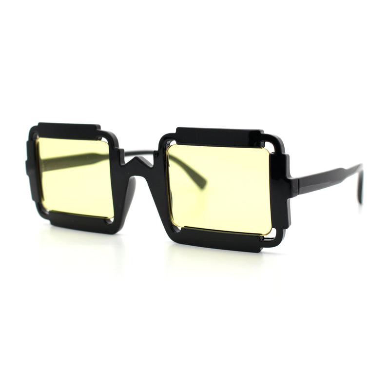 Womens Unique Art Deco Noveau Rectangle Glam Plastic Sunglasses