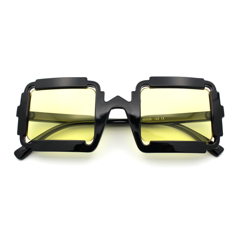 Womens Unique Art Deco Noveau Rectangle Glam Plastic Sunglasses