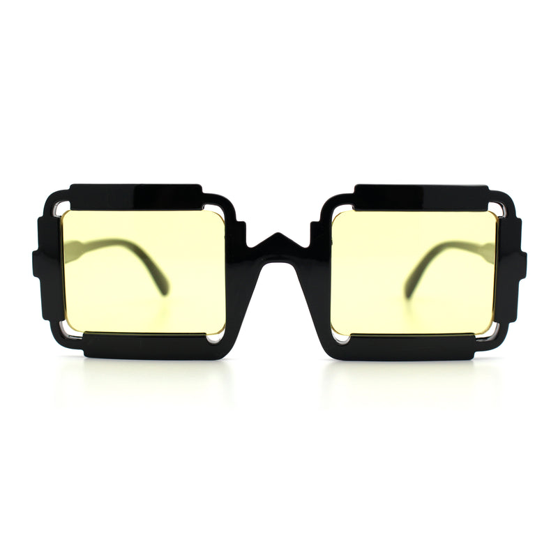 Womens Unique Art Deco Noveau Rectangle Glam Plastic Sunglasses