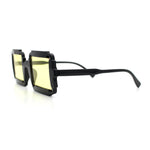 Womens Unique Art Deco Noveau Rectangle Glam Plastic Sunglasses