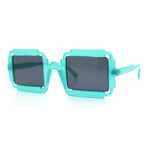 Womens Unique Art Deco Noveau Rectangle Glam Plastic Sunglasses