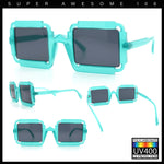 Womens Unique Art Deco Noveau Rectangle Glam Plastic Sunglasses