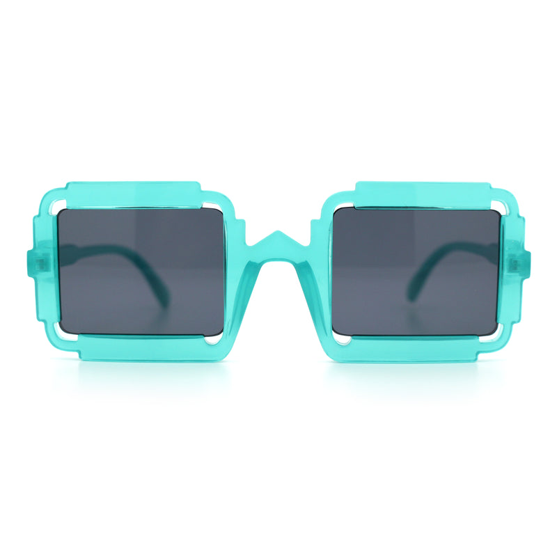 Womens Unique Art Deco Noveau Rectangle Glam Plastic Sunglasses