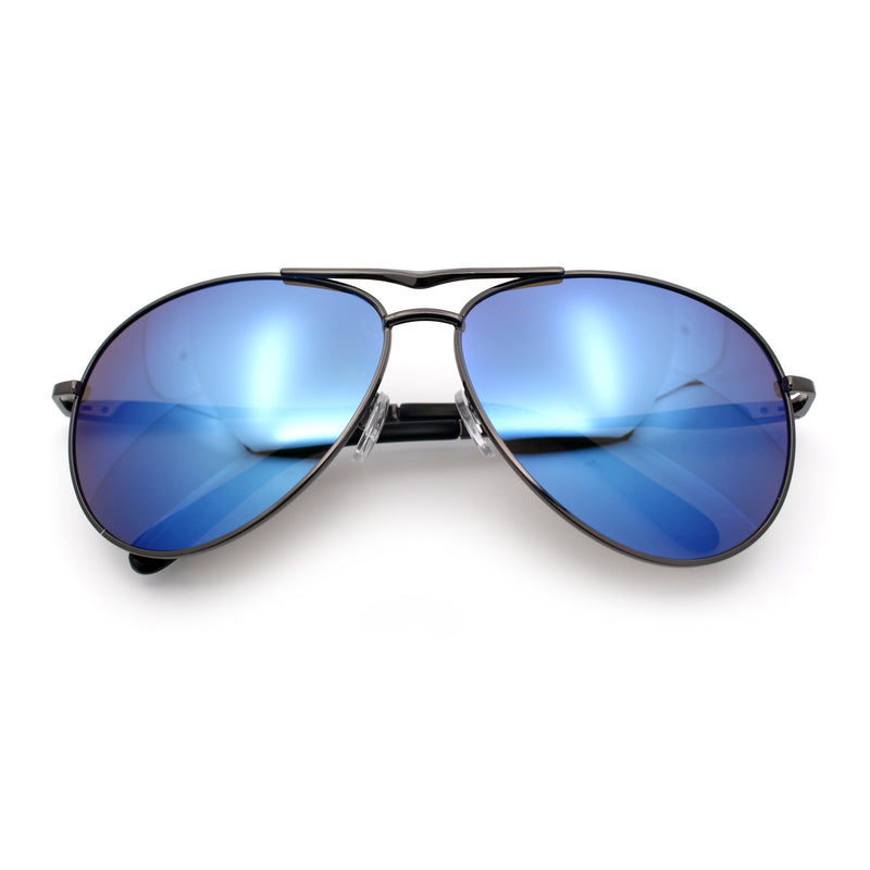 Mens Air Force Iconic Oversized Mirror Lens Metal Rim Officer Sunglasses