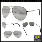Mens Air Force Iconic Oversized Mirror Lens Metal Rim Officer Sunglasses
