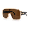 Oversized Racer Shield Plastic Bold Mogul Mobster Sunglasses