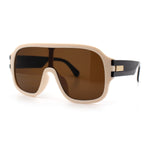 Oversized Racer Shield Plastic Bold Mogul Mobster Sunglasses