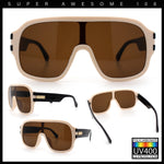 Oversized Racer Shield Plastic Bold Mogul Mobster Sunglasses