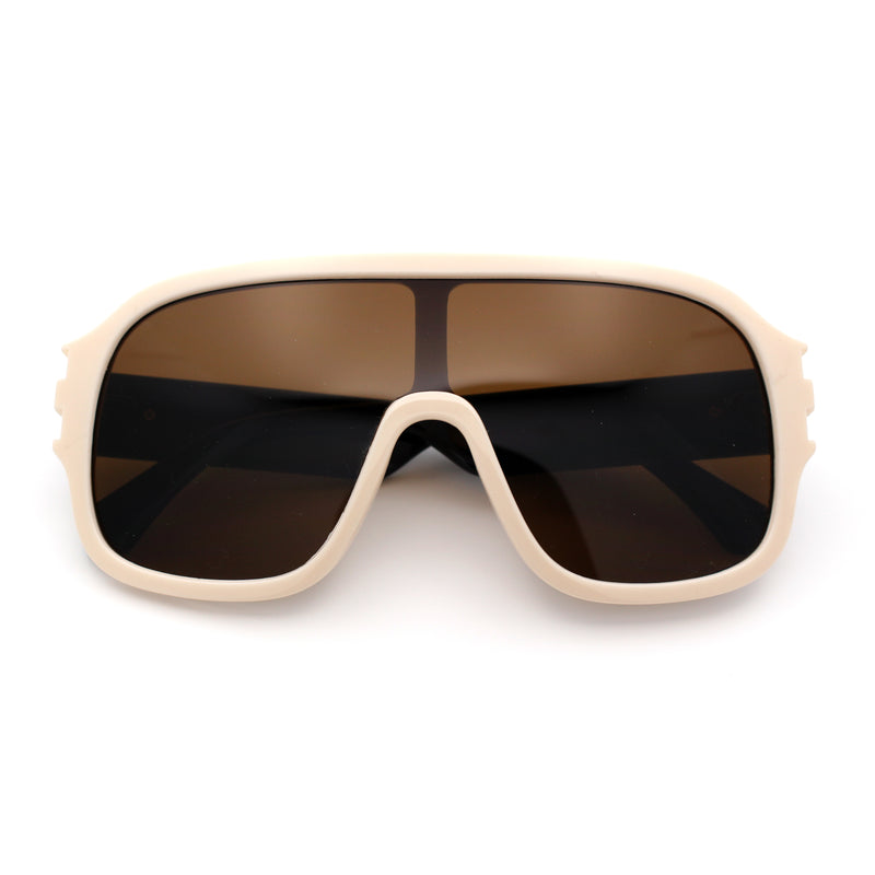 Oversized Racer Shield Plastic Bold Mogul Mobster Sunglasses