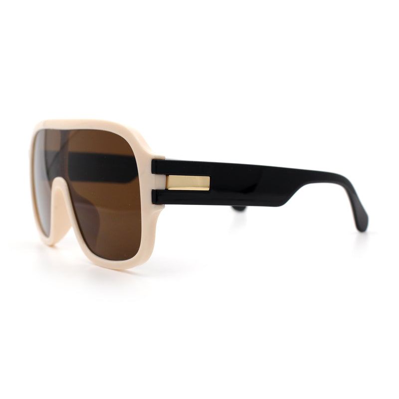 Oversized Racer Shield Plastic Bold Mogul Mobster Sunglasses