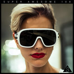 Oversized Racer Shield Plastic Bold Mogul Mobster Sunglasses