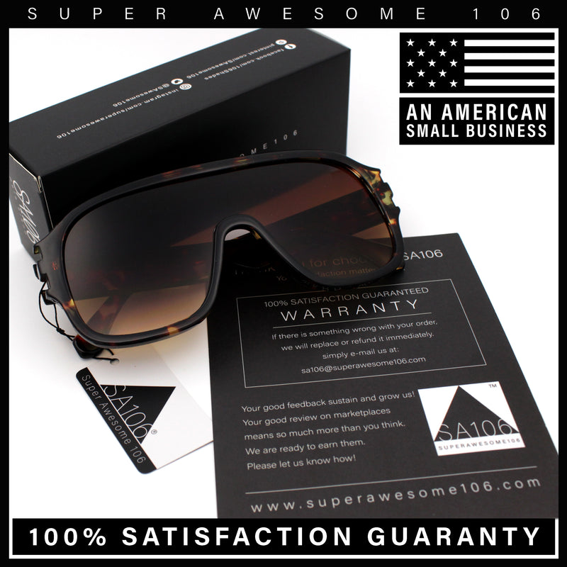Oversized Racer Shield Plastic Bold Mogul Mobster Sunglasses