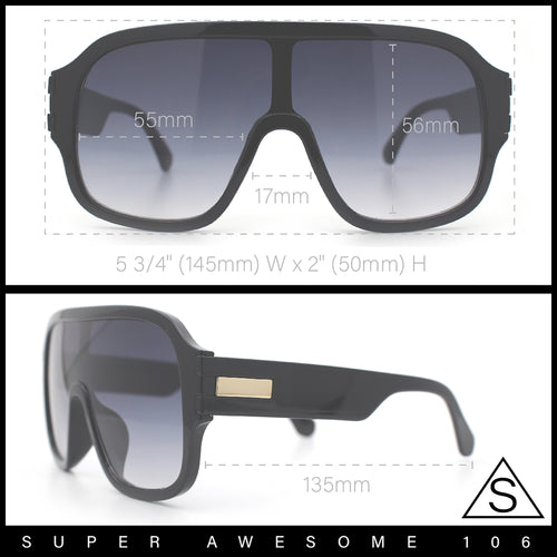 Oversized Racer Shield Plastic Bold Mogul Mobster Sunglasses