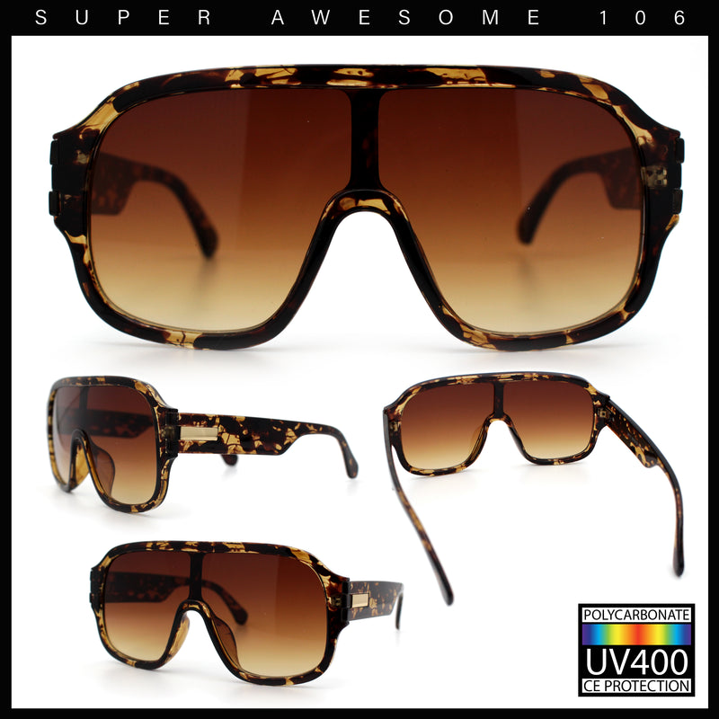 Oversized Racer Shield Plastic Bold Mogul Mobster Sunglasses