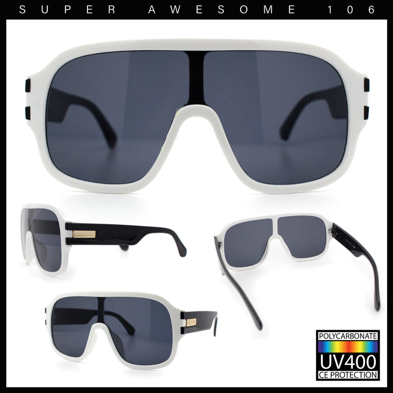 Oversized Racer Shield Plastic Bold Mogul Mobster Sunglasses