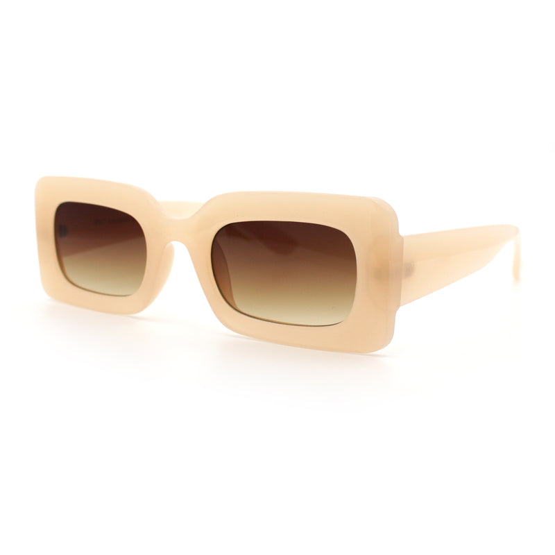 Womens Trendy Mod Narrow Rectangle Thick Plastic Retro Fashion Sunglasses