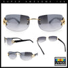 Womens Rimless Star Rhinestone Jewel Rectangle Wrap Fancy Sunglasses