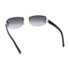 Womens Rimless Star Rhinestone Jewel Rectangle Wrap Fancy Sunglasses