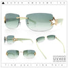 Womens Rimless Star Rhinestone Jewel Rectangle Wrap Fancy Sunglasses