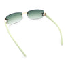 Womens Rimless Star Rhinestone Jewel Rectangle Wrap Fancy Sunglasses