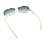 Womens Rimless Star Rhinestone Jewel Rectangle Wrap Fancy Sunglasses