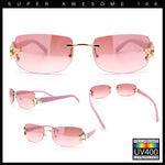 Womens Rimless Star Rhinestone Jewel Rectangle Wrap Fancy Sunglasses