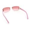 Womens Rimless Star Rhinestone Jewel Rectangle Wrap Fancy Sunglasses