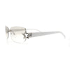 Womens Rimless Star Rhinestone Jewel Rectangle Wrap Fancy Sunglasses