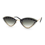 Womens Rhinestone Jewel Trim Cat Eye Luxury Rimless Bling Sunglasses