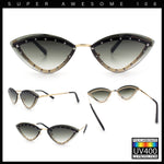 Womens Rhinestone Jewel Trim Cat Eye Luxury Rimless Bling Sunglasses