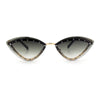 Womens Rhinestone Jewel Trim Cat Eye Luxury Rimless Bling Sunglasses