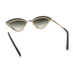 Womens Rhinestone Jewel Trim Cat Eye Luxury Rimless Bling Sunglasses