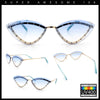Womens Rhinestone Jewel Trim Cat Eye Luxury Rimless Bling Sunglasses